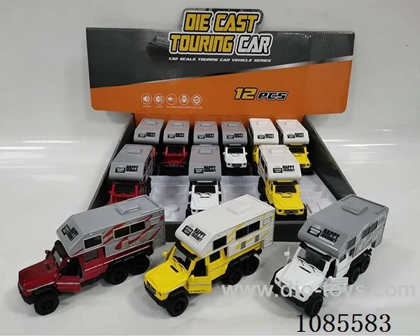 1:32 Alloy 3 Open door six-drive Mercedes Pickup RV Pull-back model (Sound & Light)