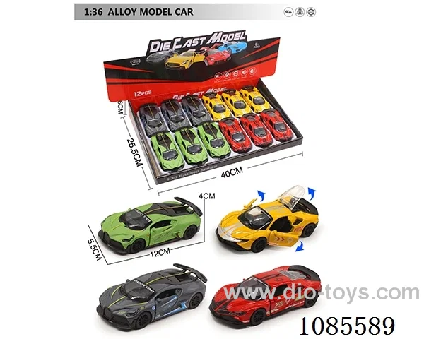 1：36 Alloy Model 3 Open Door Pull-back Sports car 2 4-color mixed