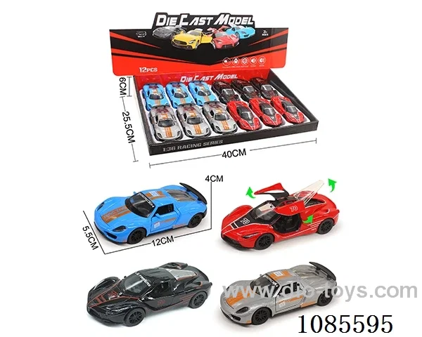 1：36 Alloy Model 3 Open Door Pull-back Sports Car 2 4-color mixed (sound & Light version)
