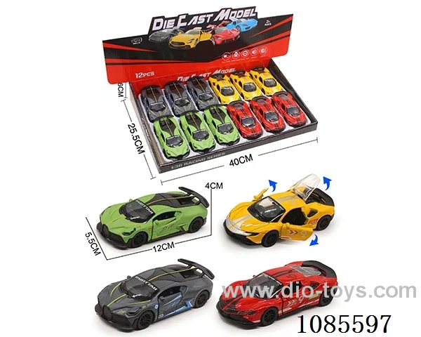 1：36 Alloy Model 3 Open Door Pull-back Sports Car 2 4-color mixed (sound & Light version)