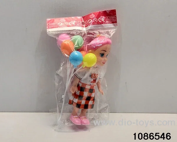 6 inch doll with balloon in color bag