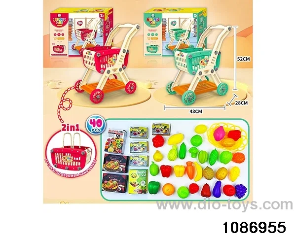 40PCS Shopping Cart with Fruit Set in color box