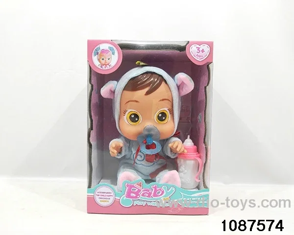 Dolls with four barrels in window box