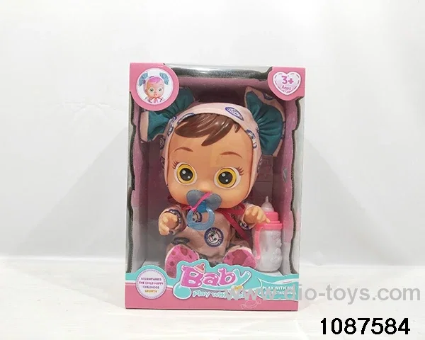 Dolls with four barrels in window box