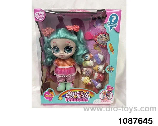Doll set with four voices in window box
