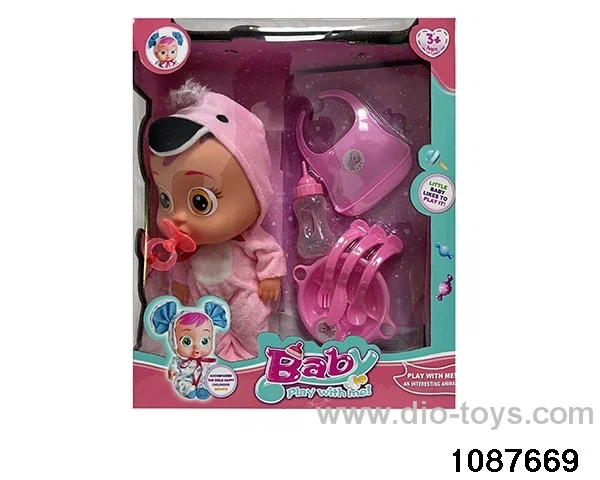 Doll set with four voices in window box