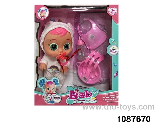 Doll set with four voices in window box