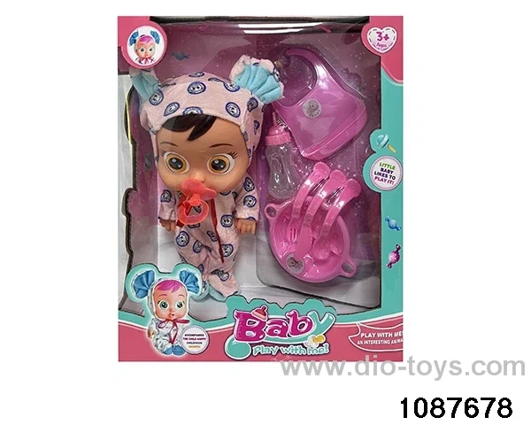 Doll set with four voices in window box
