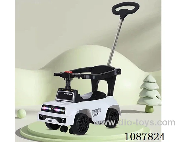 Four-wheel scooter + music lighting + storage + fence + push hand