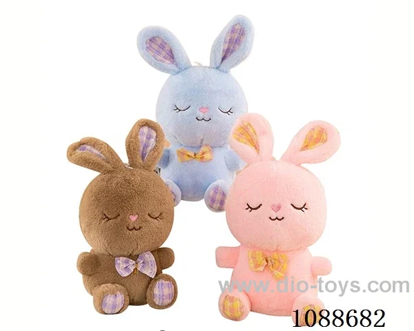 Rabbit doll with fur and squinting eyes