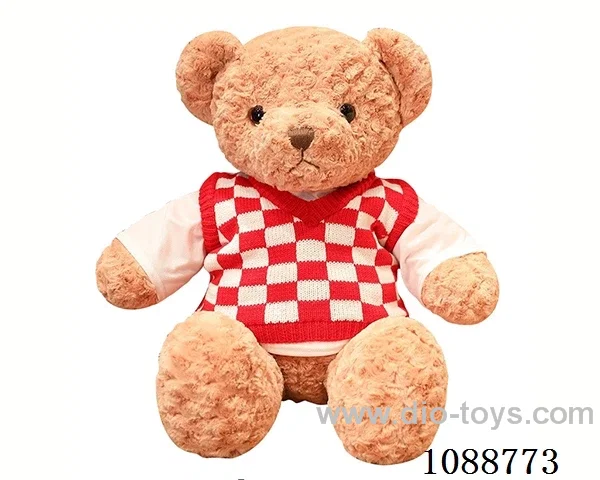50CM red checkered sweater teddy bear doll