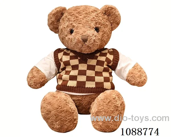50CM chocolate checkered sweater teddy bear doll