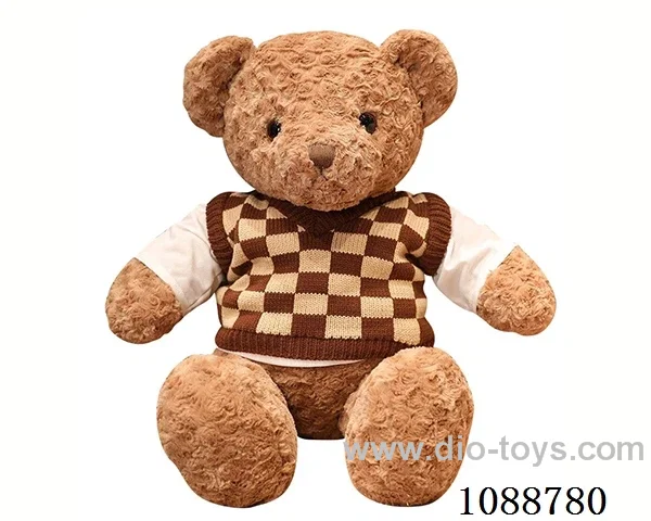 60CM chocolate checkered sweater teddy bear doll