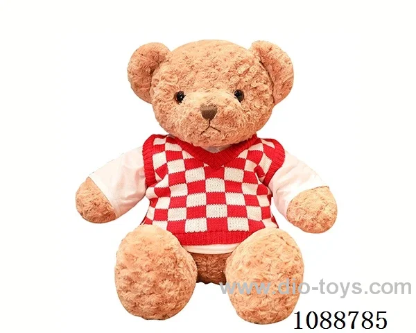 70CM red check sweater Teddy bear doll