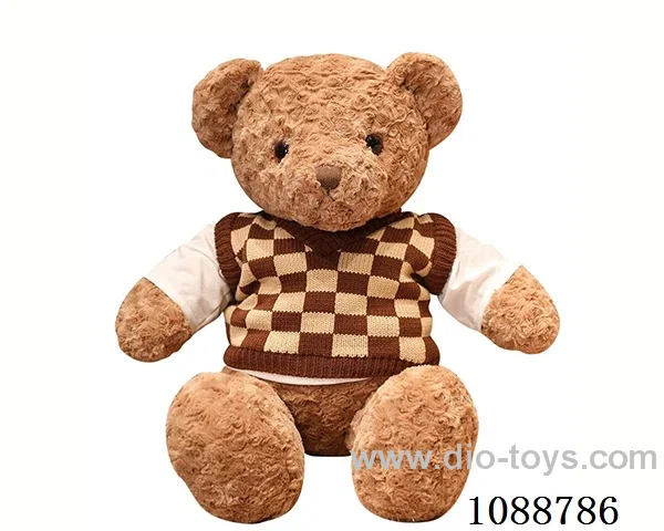 70CM chocolate checkered sweater teddy bear doll
