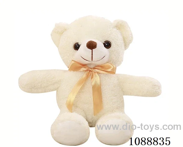 30CM beige white scarf teddy bear doll
