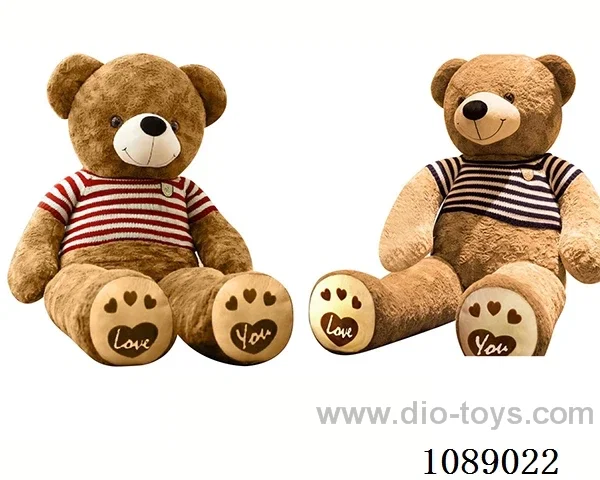 97CM light brown striped sweater teddy bear doll