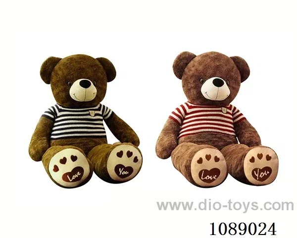 77CM dark brown striped sweater teddy bear doll