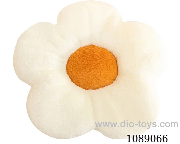 49CM white rabbit hair flower cushion