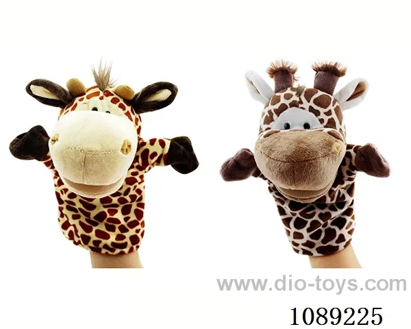 Giraffe cartoon animal hand puppet plush doll