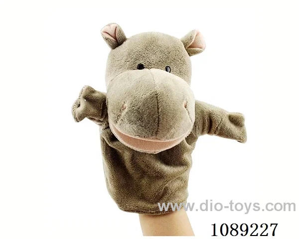 Hippo cartoon animal hand puppet plush doll