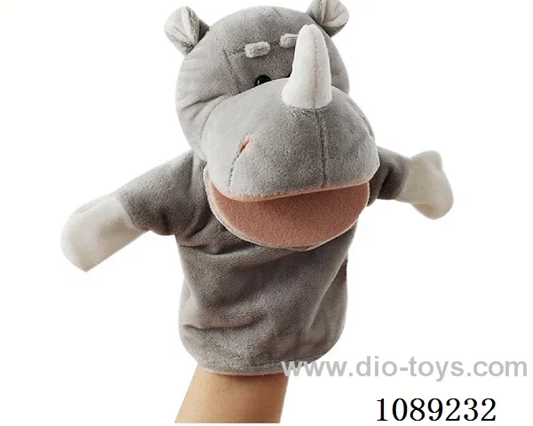 Rhino cartoon animal hand doll plush