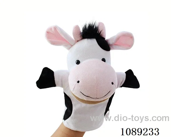 Cow cartoon animal hand puppet plush doll