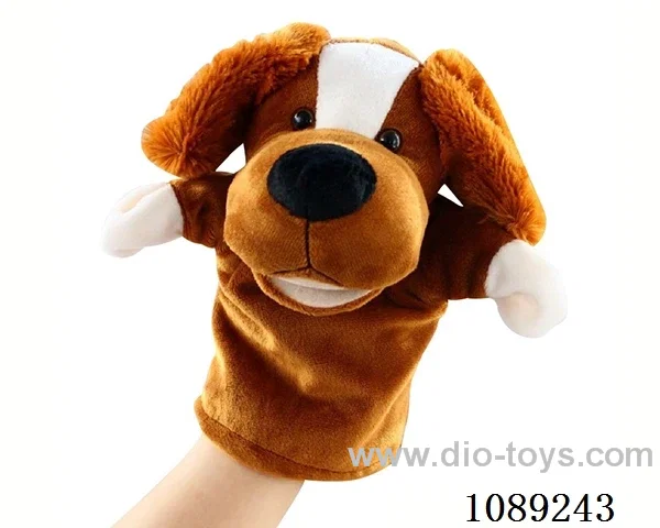 Furry eared dog cartoon animal hand puppet plush doll