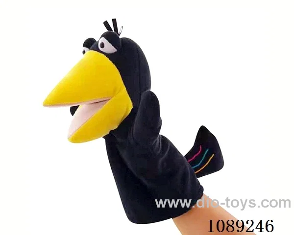 Crow cartoon animal hand puppet plush doll