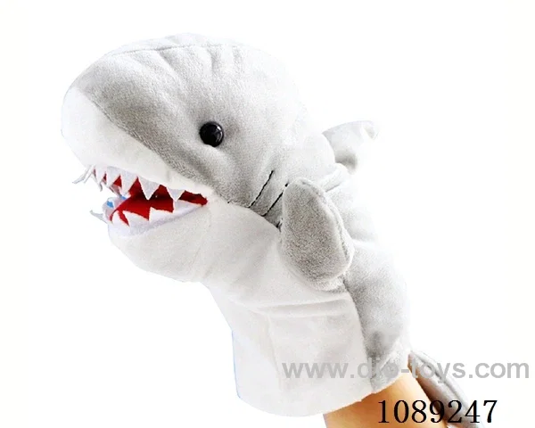 Shark cartoon animal hand puppet plush doll