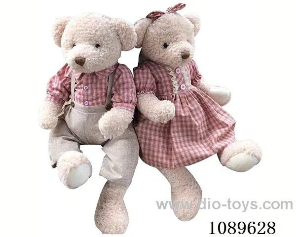 45CM pink checkered teddy bear