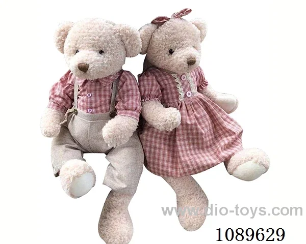 65CM pink checkered teddy bear
