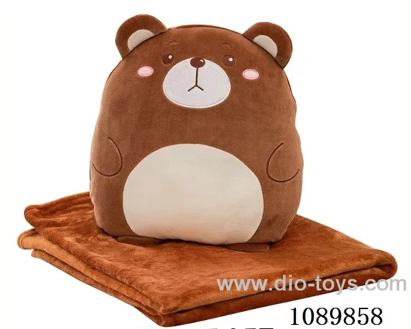 Brown bear throw pillow blanket