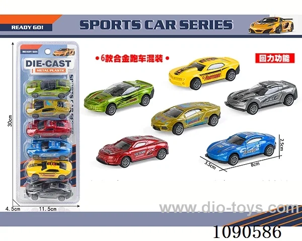 6PCS pull back alloy car