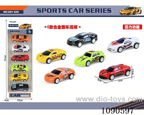 6PCS pull back alloy car