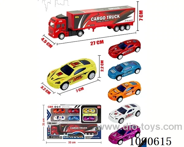 pull back alloy Container truck + 6PCS pull back alloy Sports car