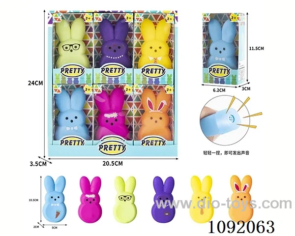 3-inch Vinyl Easter Peeps Rabbit Pet Toy (6 sets)