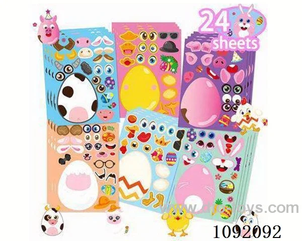 Children's handmade DIY fun Easter egg face change sticker puzzle