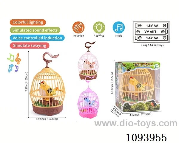 sound control birdcage with 1 bird/action/light/music
