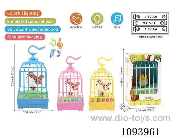 sound control birdcage with 1 bird/action/light/music