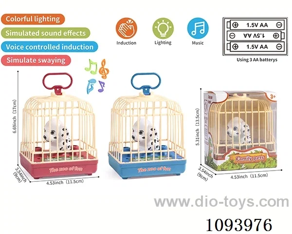sound control dog cage with 1 dog/action/light/music