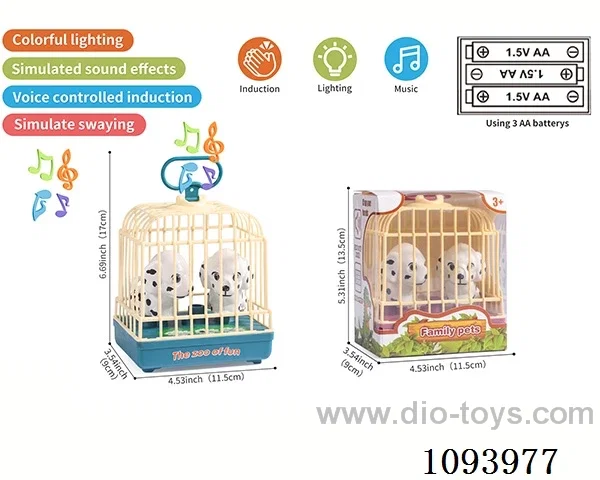 sound control dog cage with 2 dogs/action/light/music