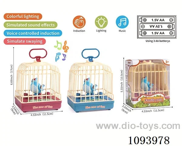 sound control birdcage with 1 bird/action/light/music