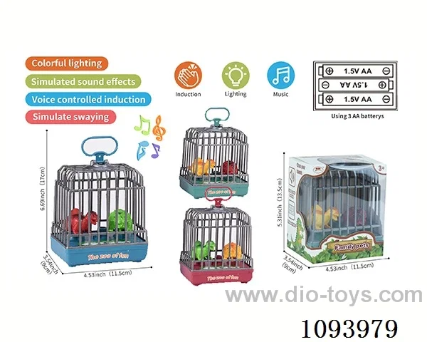 sound control cage with 2 dinosaurs/action/light/music
