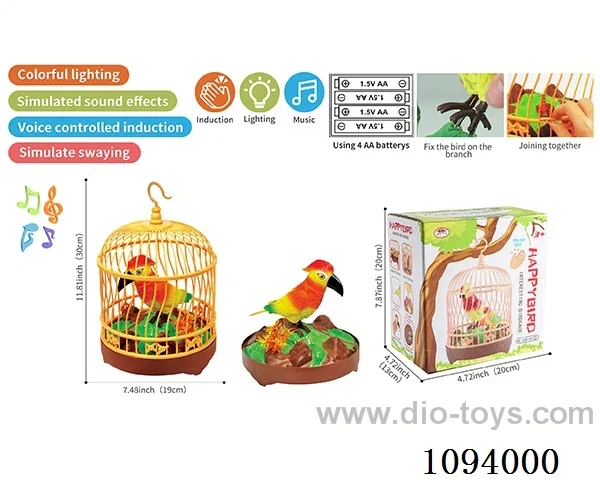 Self-mounted parrot Cage (voice control, light, music, action)
