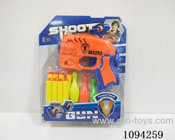 EVA soft bullet gun with 8 sucker bullets and 3 bowling balls (mixed loading of two colors)