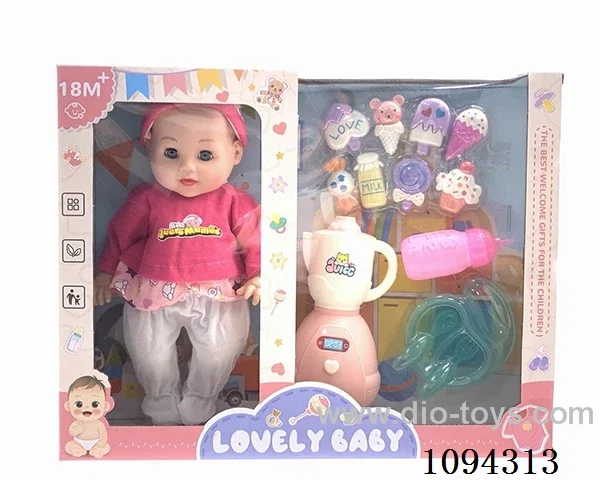 12 inch bottle blowing body straight hair live eyes (boys) baby bottle dinner plate - fruit machine - ice cream