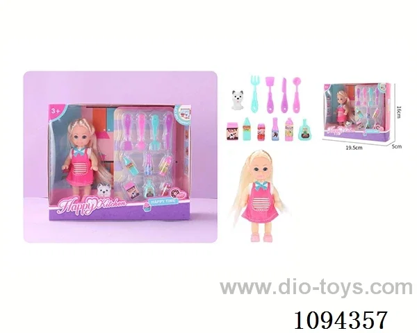 4.5 inch doll color box with kitchen utensils blister