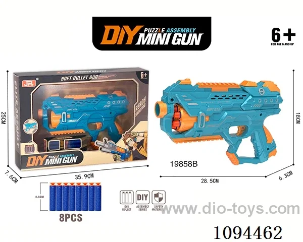 DIY puzzle assembly gun, manual six shot, firing EVA soft bullets