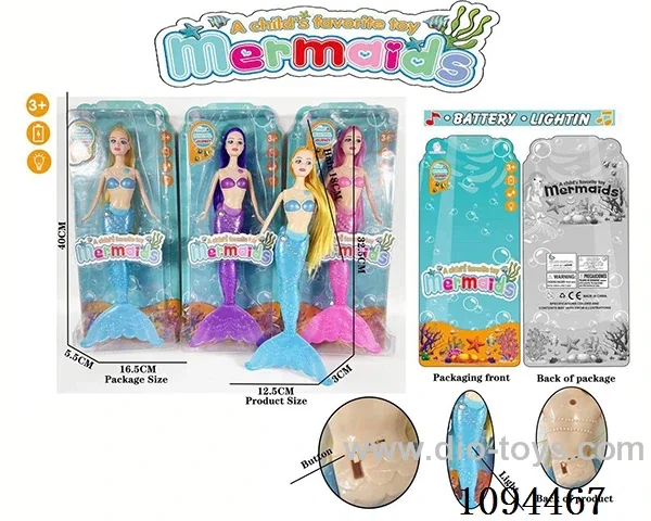 13.5-inch 18CM Long Hair Light Mermaid Barbie (3 color mix)